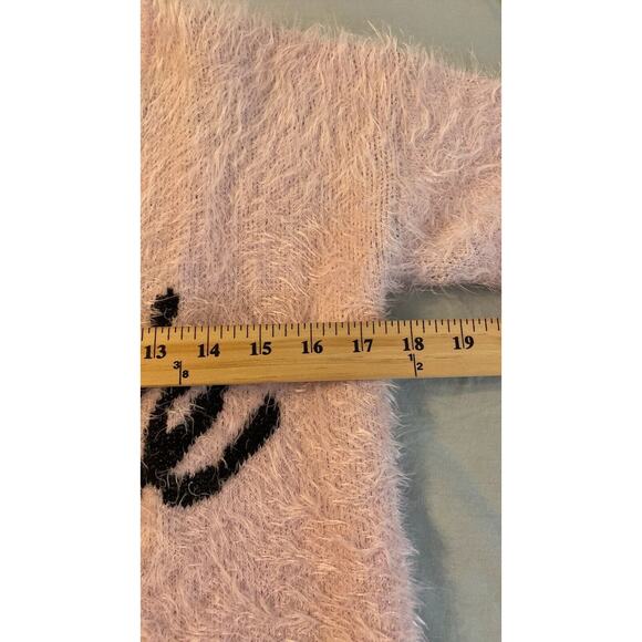 Barbie x Forever 21 Baby Pink Fuzzy Eyelash Sweater Size Small - Picture 4 of 6